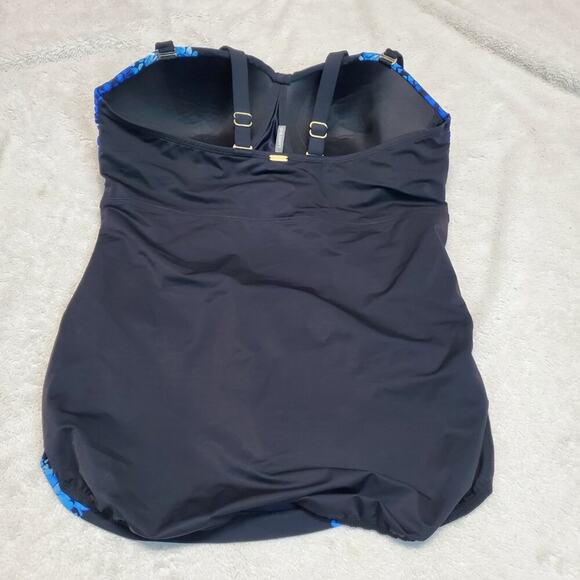 Lands' End Black Bandeau Jubilee Daisy Slender Ruched One‎ piece Swimsuit 22W - Picture 5 of 8